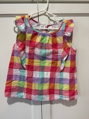 GAP Girls Multicolor Gingham Ruffle Tank Top